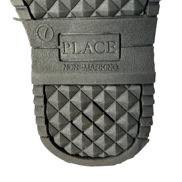 THE CHILDREN'S PLACE Black W/ Pink Roses Combat Boots  sz 7 Patent Zip & Lace Up - Picture 7 of 8